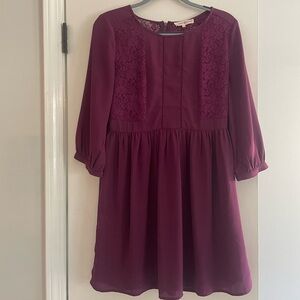 Altar'd state purple chiffon dress, quarter sleeve